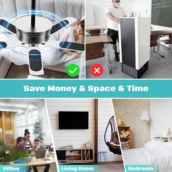 15 Pack Ceiling Fan Filters for Blades, Air Filters with Activated Charcoal, Easy-Stick Universal Fit, Ceiling Fan Air Purifiers for Common Household Contaminants，Unscented