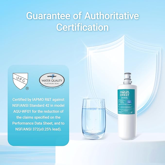 AQUA CREST 3US-AF01 Under Sink Water Filter, Replacement for Standard 3US-AF01, 3US-AS01, Aqua-Pure AP Easy C-CS-FF, WHCF-SRC, WHCF-SUFC, WHCF-SUF Water Filter, NSF/ANSI 42 Certified (Pack of 2)