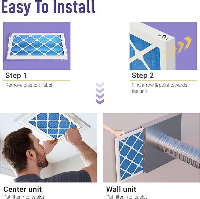 Maycold 16x20x1 MERV 11 Air Filters (6-Pack), Pleated HVAC Furnace Filter for Home – Traps Fine Dust & Pet Hair, Actual Size 15.70 x 19.70 x 0.75, Individually Wrapped