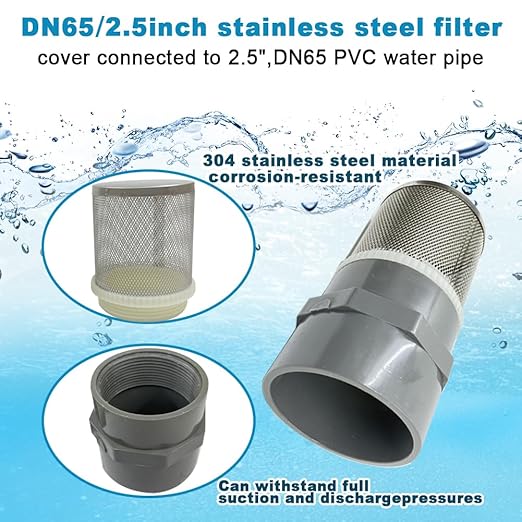 2.5 inch Stainless Steel Filter DN65/2.5" Suction Strainers Used to Remove Debris and Reduce Solid Entry（1pcs）