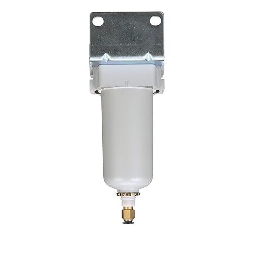 PneumaticPlus SAFM400-N04BD-MEP Compressed Air Coalescing Filter, 0.1 Micron, 1/2" NPT - Metal Bowl, Auto Drain, Bracket