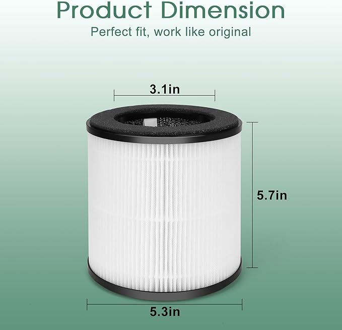 ROMON B-D02L Replacement Filter Compatible with MOOKA B-D02L & M05 Air Purifier, KOIOS B-D02L Air Purifier, VEWIOR B-D02U Air Purifier, 3-in-1 H-13 True HEPA, High-Efficiency Activated Carbon, 2 Pack