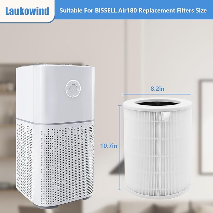 2 Pack Air180 Replacement Filter Compatible With BISSELL 180 and 180 Max, Filter Replacement for Pet Dander