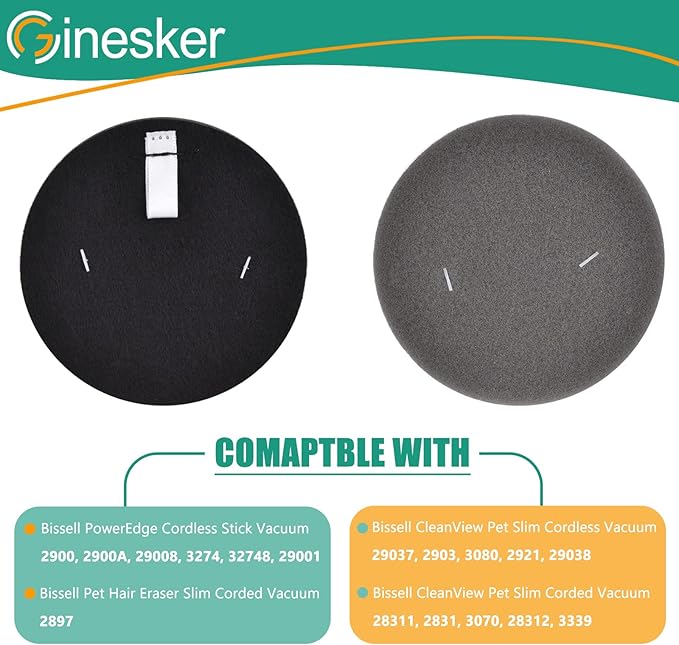 3070 Filter Replacement for Bissell Cleanview Pet Slim 3080 2831 3339 2903 2921 Pet Hair 2897 4 Pack Filter for Bissell PowerEdge 2900A 2900 3274 Vacuum Compare to Part # 1623102