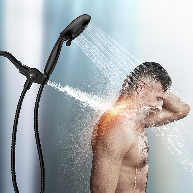 Filtered Shower Head with Handheld Combo Matte Black - Dual 2-in-1 Spa System with Massage Shower and 10 Modes Hand Held Shower, High Pressure with Built in Power Wash Mode