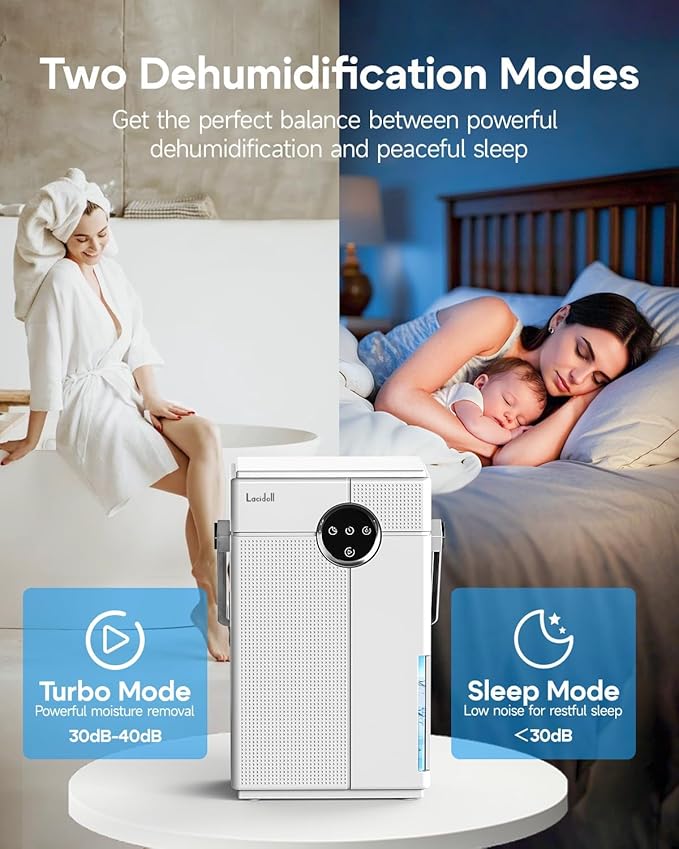 Small Dehumidifier with Drain Hose, Portable Dehumidifier for Bathroom, 118oz Dehumidifiers for Home 800 sq ft with 7 Colorful Light, Quiet Dehumidifiers for Bedroom RV Closet Basement,White