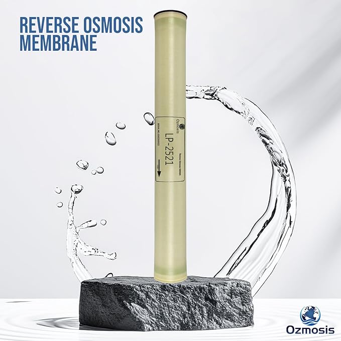 Ozmosis LP-2521 RO Reverse Osmosis Low-Pressure Membrane 2.5"x21", High Salt Rejection, Lower Energy, 150 PSI, 400GPD Water Filtration, Made with Premium Toray Brand Sheets and Dow Glue