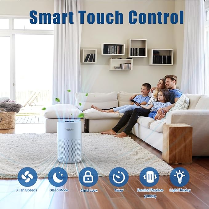 𝐍𝐞𝐰𝐞𝐬𝐭 Air Purifiers for Home Bedroom up to 800 ft², VNIUP H14 HEPA Room Air Purifiers for Bedroom with Fragrance Function, with Sleep Mode& Light Mode Air Cleaner for Pet Dander Odor Dust Smoke
