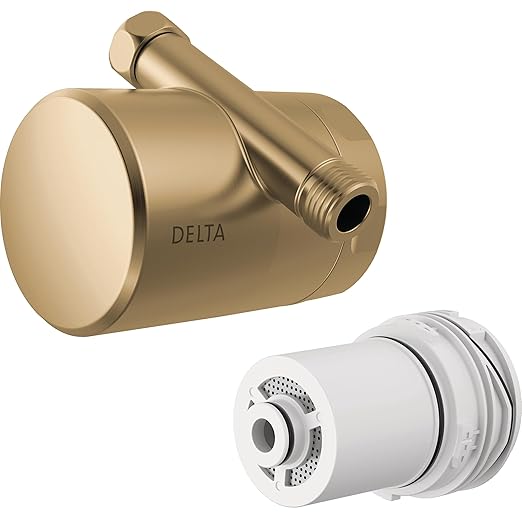 Delta Faucet Clarifi Standard Shower Filter Attachment Gold with Additional Filter Cartridge