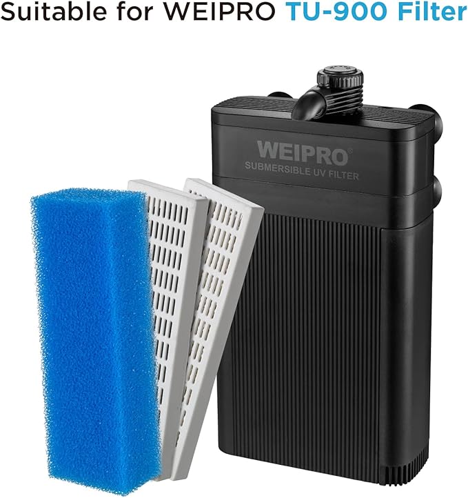 Replacement Cartridge for Aquarium UV Filter TU-900 with Aquarium Filter Foam, Active Carbon and Ceramic Ring(TU900-S)