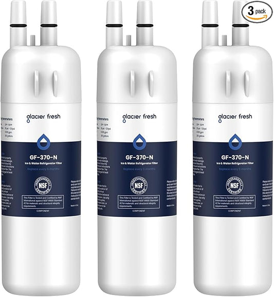 GLACIER FRESH EDR1RXD1 Refrigerator Water Filter Compatible with W10295370A, EDR1RXD1, WHR1RXD1, KAD1RXD1, Filter 1, W10295370, P4RFWB, P8RFWB2L, 46-9930, 46-9081 Refrigerator Water Filter 3 Pack
