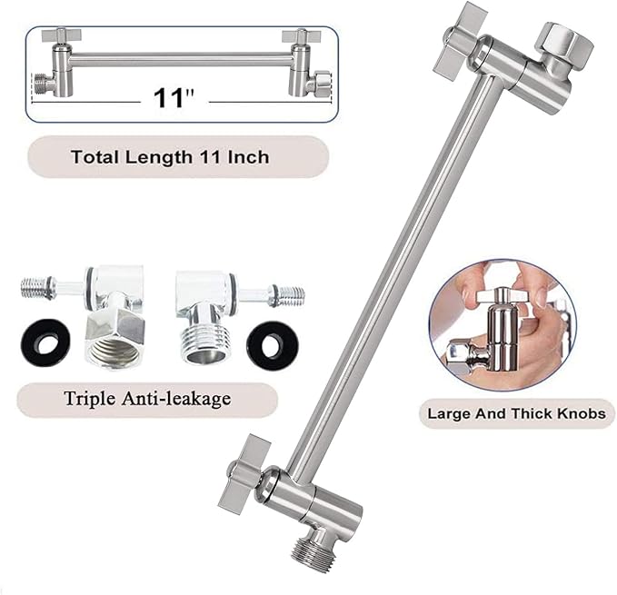 HarJue High Pressure Large Stainless Steel Square Rain ShowerHead With Shower Arm Waterfall Full Body Coverage Easy to Clean and Install (12 Inch With Arm, Brushed Nickel)