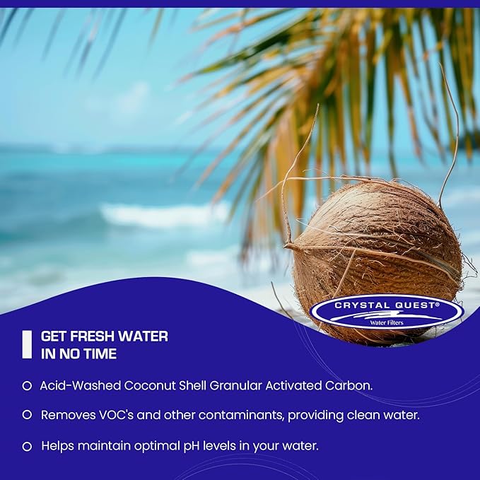 Crystal Quest 5-Micron Carbon Block Filter Cartridge - 2-7/8” x 20” - Coconut-Based Activated Carbon - Reduces Sediment and VOC’s - Sustainable Filtration