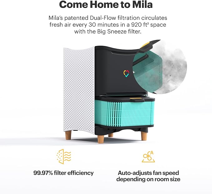Mila Air Authentic Big Sneeze H13 HEPA Home Replacement Filter for Allergies, Genuine Mila Air Filter, Removes Dust, Pollen, Dander, Ideal for Large Room or Bedroom