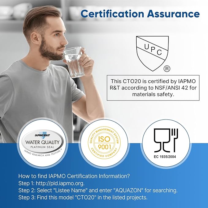 PUREPLUS 5 Micron 20" x 2.5" Whole House CTO Carbon Sediment Water Filter Cartridge Compatible with C1-20, EP-20, HX-CB-25-2010, F3WCB32, Pack of 1