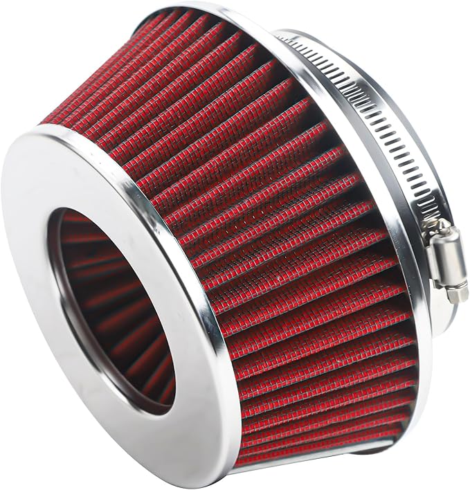 Universal Clamp-On Air Filter Fits 3 In /3.5 In /4 In Three Different Size, Height: 2.625 In, Base 6 In, Top 4.75 In, High Flow Round Tapered Washable For Car and Motorcycle