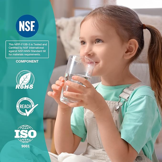 10" x 4.5" Whole House Sediment Water Filter, SimPure 5 Micron 10-inch Big Water Filter Replacement Cartridge Compatible with W15-PR, DGD-5005, FP15B, HD-950A, GXWH35F, GXWH30C for Well Water 4-Pack