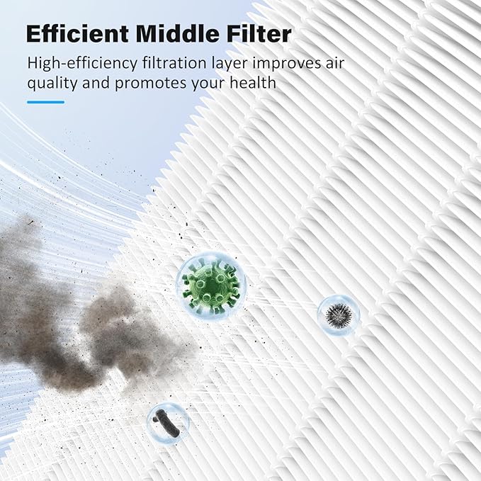 2 Pack Replacement Filter for Fellowes AeraMax 290/300/DX95 Purifiers and HF-300/AP-300PH, Fits Part# 9287201 & 9324201, 2 Filter and 6 Carbon Filter