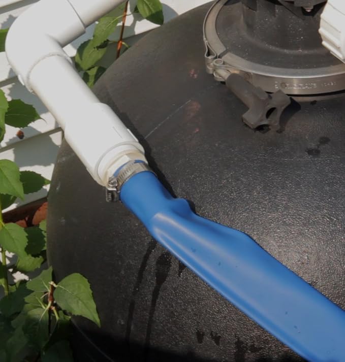 Pool Backwash Hose 1 1/2 inch × 50 ft Thicken Blue Water Discharge Pipe Lay Flat Tubing Hose for Backwash Pool Filter, Drain Pool Pond Water (1.5in-50ft, Vinyl Tubing)