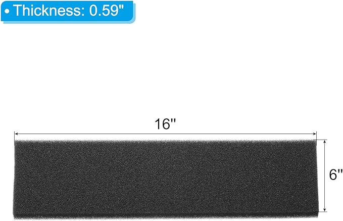 PATIKIL 16" x 6" x 19/32" Air Conditioner Filter Replacement, 4 Pack RV AC Foam Filter Pad Washable Reusable for Air Conditioning Purifiers, Black