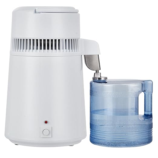 4L Water Distiller,Household Stainless Steel Distilled Water Purifier,Countertop Distilled Water Maker,4 Litre Distilled Water Machine for Home.White Plastic Jug.