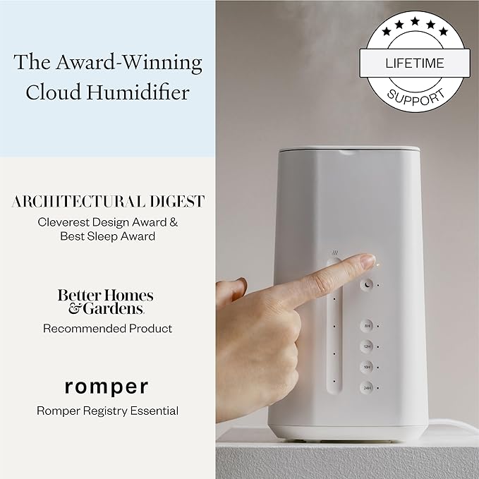 Vitruvi Cloud Humidifier for Bedroom (Snow White)