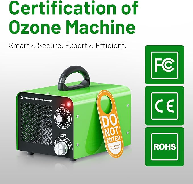 Ozone Generator 90,000mg, Upgraded Triple-Layer Ozone Output Board–Ozone Machine For Areas up to 5,500 sq. ft,Industrial & Home O3 Air Purifier for Home,Rooms, Smoke, Cars,and Pet (Green)