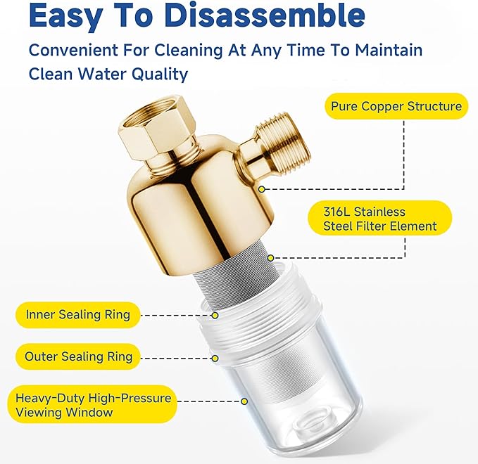 Washing Machine Water Filter, Spin Down Sediment Filter, Stainless Steel Reusable Sink Water Filter, Water Softener For Water Heater Washing Machine Dishwasher Shower Faucet, Prevent Impurity