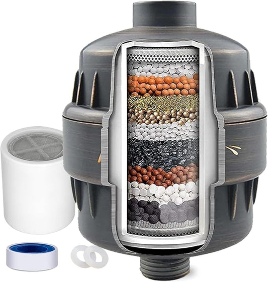 Shower Water Filter, 15 Stage Shower Head Filter for Hard Water, High Output Water Filters for Removing Chlorine and Fluoride, Improves the Condition of Your Skin, Hair and Nails - ORB
