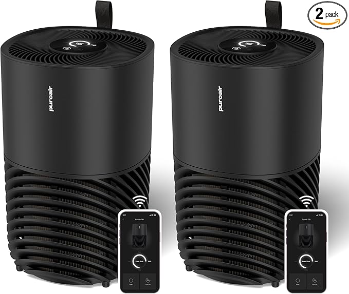 PuroAir 130i Air Purifiers for Home Large Rooms - Covers Up To 600 Sq Ft - Filters Up To 99.9% of Pollutants, Smoke, Pollen, Dust - Quiet Air Filter - Air Purifiers for Bedroom (2 Pack)