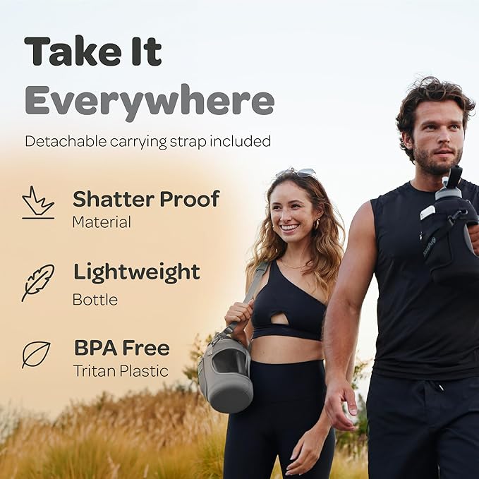 Hydracy Water Bottle with Time Marker -Large BPA Free Water Bottle & No Sweat Sleeve -Leak Proof Gym Bottle with Fruit Infuser Strainer & Times to Drink -Ideal for Fitness Sports & Outdoors