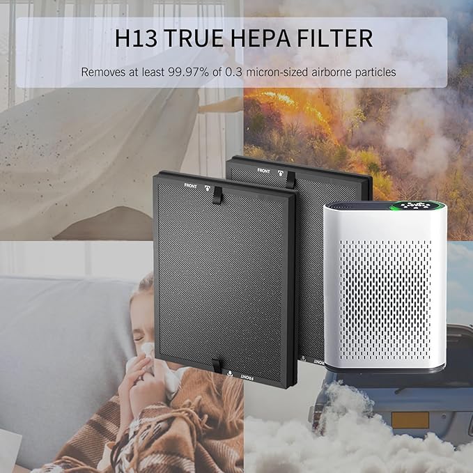 HAP602 Replacement Filter for ECOSELF HAP602 HAP602WF Air Cleaner Purifier, 3-Stage True HEPA H13 Filter Repacement for High-Efficient Filtration（2 Pack）