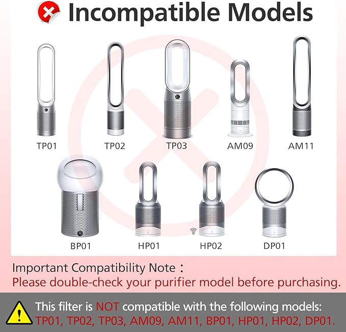 360° Combi 2 in 1 HEPA + Carbon Filter for Dyson TP04 HP04 TP07 TP06 HP06 TP4A TP7A PH02 PH01 PH03 PH04 PH3A HP09 TP09 HP07 HP10 TP10 HP4A HP7A DP04 Air Purifi-er, HEPA Carbon Filter #965432-01