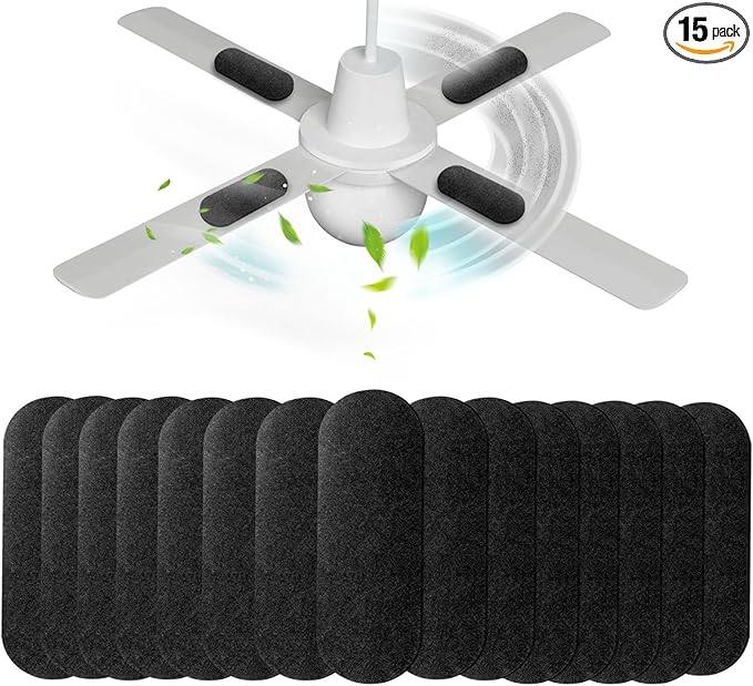 15 Pack Ceiling Fan Filters for Blades, Air Filters with Activated Charcoal, Universal Ceiling Fan Air Purifiers for Common Household Contaminants