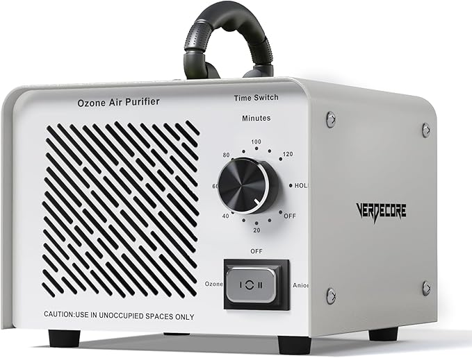 125,000mg/h Ozone Generator, High Capacity Ozone Machine & Negative Ion Air Purifier O3 Air Ionizer Odor Removal for Home, Car, Pets, Basement Covers up to 2500 Sq.Ft. (Silver)