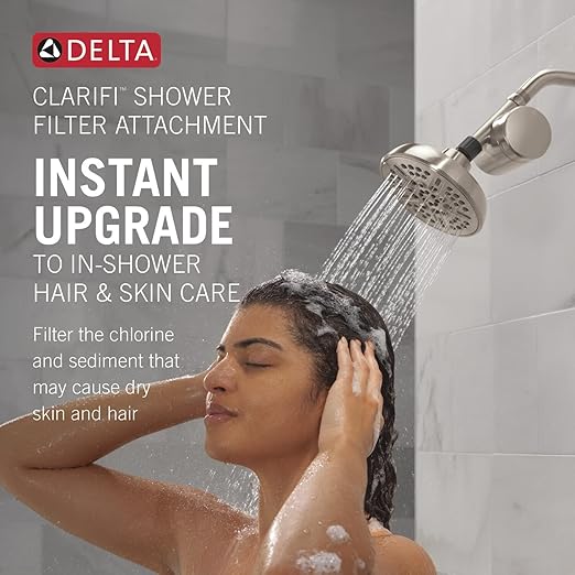 Delta Faucet Clarifi Standard Shower Filter Attachment Satin Nickel with Additional Filter Cartridge