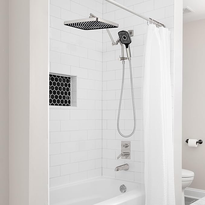 13-Inch Shower Heads with Multi-Function Handheld Sprayer Combo, 3-Way Metal Extended Diverter with Holder and Metal Adjustable Shower Extension Arm, Extra Long Hose