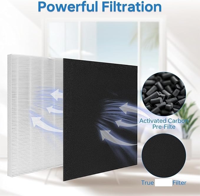 CERO HAP603 Filter Replacement for ECOSELF HAP603WF, HAP603 Filter for ECOSELF, 3-in-1 H13 True and Activated Carbon, 2 Pack (White)