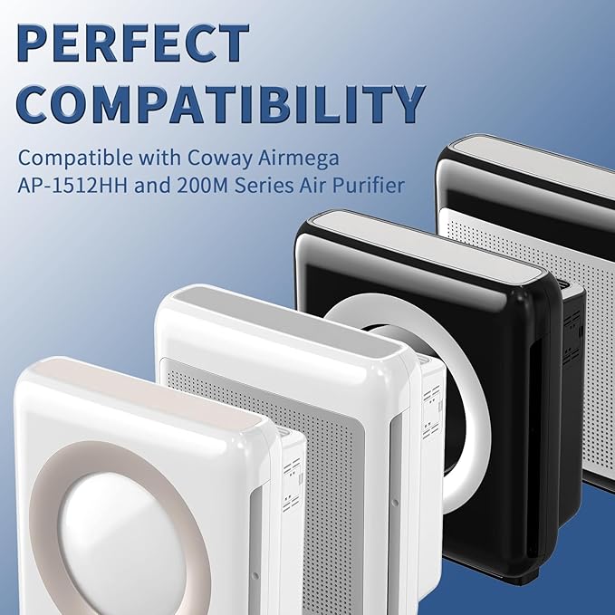 2 Pack AP-1512HH True HEPA Replacement Filter for Coway Airmega AP-1512HH and Airmega 200M Series Air Purifiers (AP-1512HH, AP-1512HH-FP, AP-1518R, AP-1519P) by Funmit, Compared to Part # 3304899