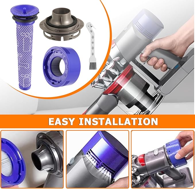 Filter Replacement & Motor Cover Compatible with Dy-son V7 V8 Animal and Absolute Cordless Vacuum Cleaners