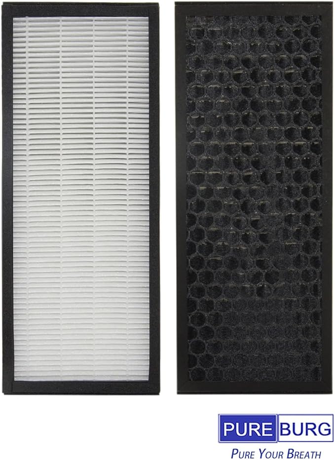 PUREBURG F1702HE Replacement Filter Compatible with Hunter HT1702 10200 Air Purifier, Part F1702HE/2 (30612), 2-Pack H13 HEPA Activated Carbon 2-in-1