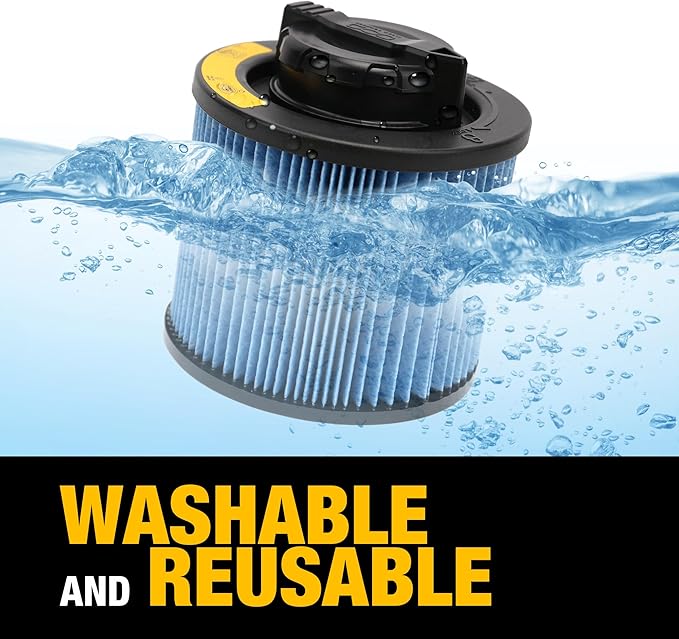 DEWALT Vacuum Filter Replacement DXVC4002, Fit for Most 4-5 Gallon Wet Dry Vacuum Cleaner, High Efficiency Cartridge Filter Compatible with DXV04T, DXV05P, DXV05S, DXV08S, DXV06G
