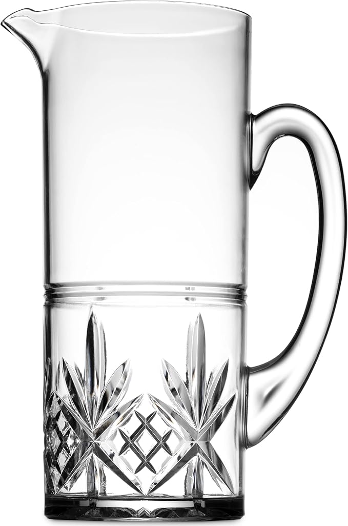 Godinger Pitcher, Acrylic Water Pitcher with Handle, Water Jug, Shatterproof and BPA Free - Dublin Collection, 1.7L