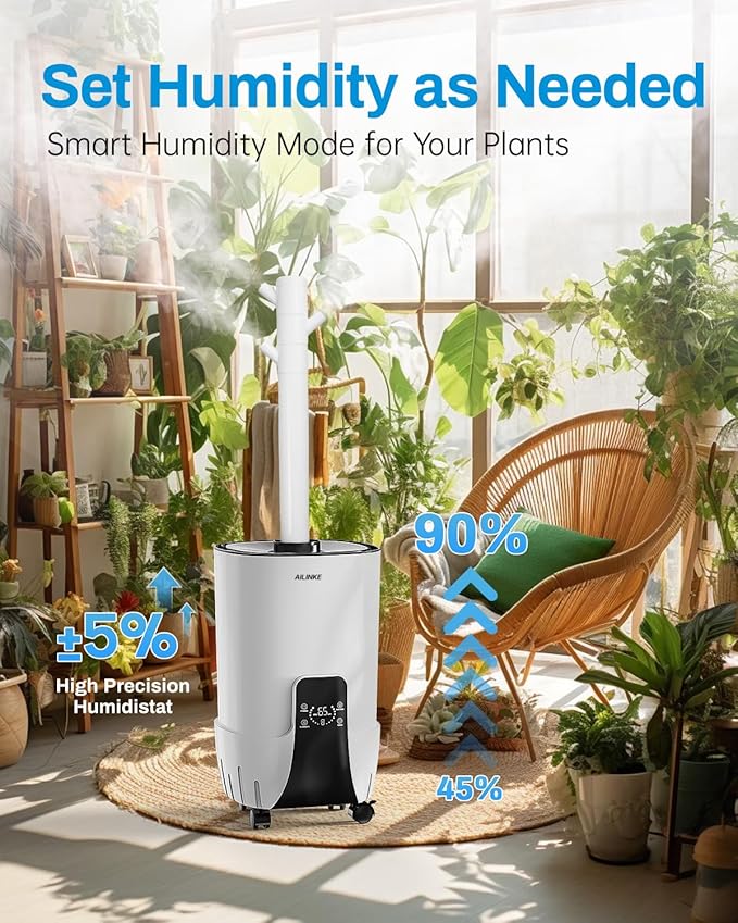 Humidifier Large Room, 4.2Gal/16L Cool Mist Humidifiers for Bedroom Home 2000 sq.ft,Top Fill, 3 Stainless Steel Atomizers,360°Nozzle Extension Tube, Commercial/Office/Plants/Whole House, White