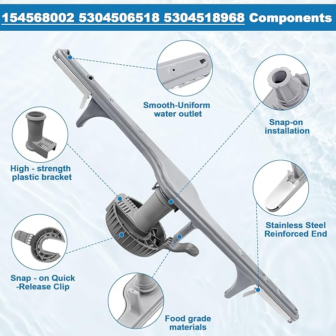 154568002 Dishwasher Lower Spray Arm Assembly with 5304518968 Support & 5304506518 Trap Drain Filter Replacement for Frigidaire Electrolux Kenmore Dishwasher 1545680 5304517203 154568001 154414101