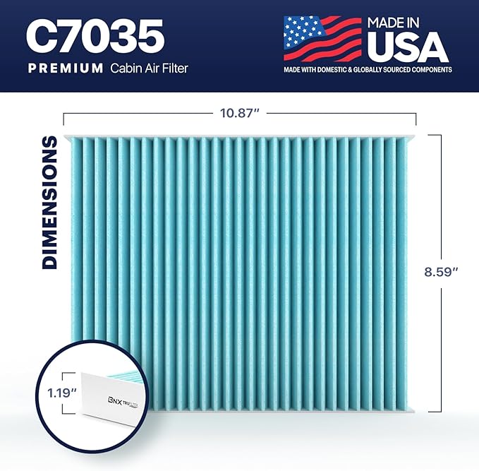 BNX TruFilter C7035 Cabin Air Filter, HEPA 99.97%, MADE IN USA, Compatible With Audi Q7, Porsche Cayenne, Volkswagen Touareg