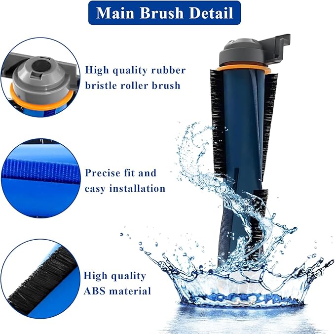 Vacuum Replacement Parts Accessories Kit Compatible With Shark RV2310AE Matrix Robot Vacuum Cleaner, 1 Main Brush, 2 HEPA Filters, 6 Side Brushes, 1 Cleaning Brush 10 Pack