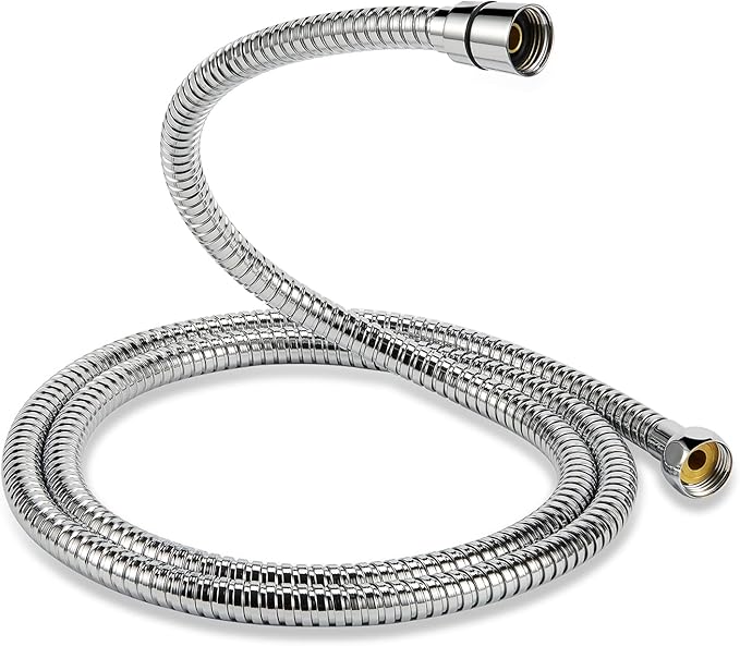 Handheld Shower Head, 6 Spray Setting High Pressure Shower Head with Brass Swivel Ball Bracket and Extra Long Stainless Steel Hose, Chrome, 5"