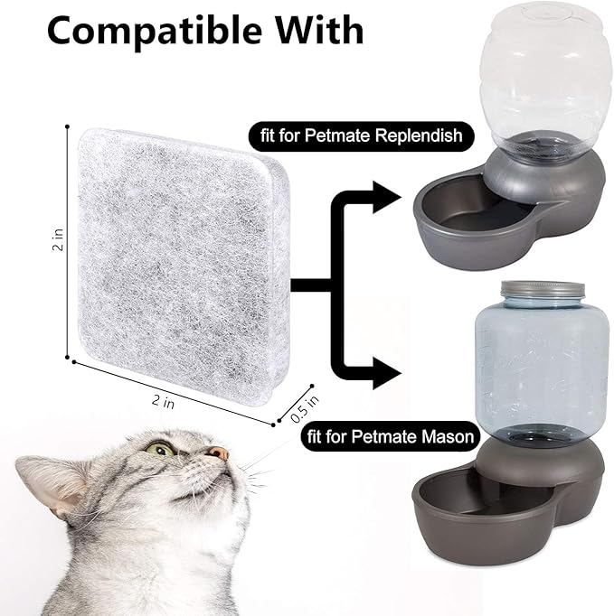 Dog Water Filter Replacement, Dog Water Bowl Filter, Pet Water Filter Compatible with Petmate Replendish Mason Automatic Gravity Waterer Bowls for Cats and Dogs, 6 Pack