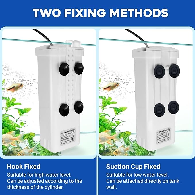 GOZILLA Turtle Tank Filter 74GPH, Low Water Level Turtle Tank 3.5W Fish Tank Aquarium Filters for Small Tanks up to 15 Gallons Include 4 Replacement Cartridges.(White)